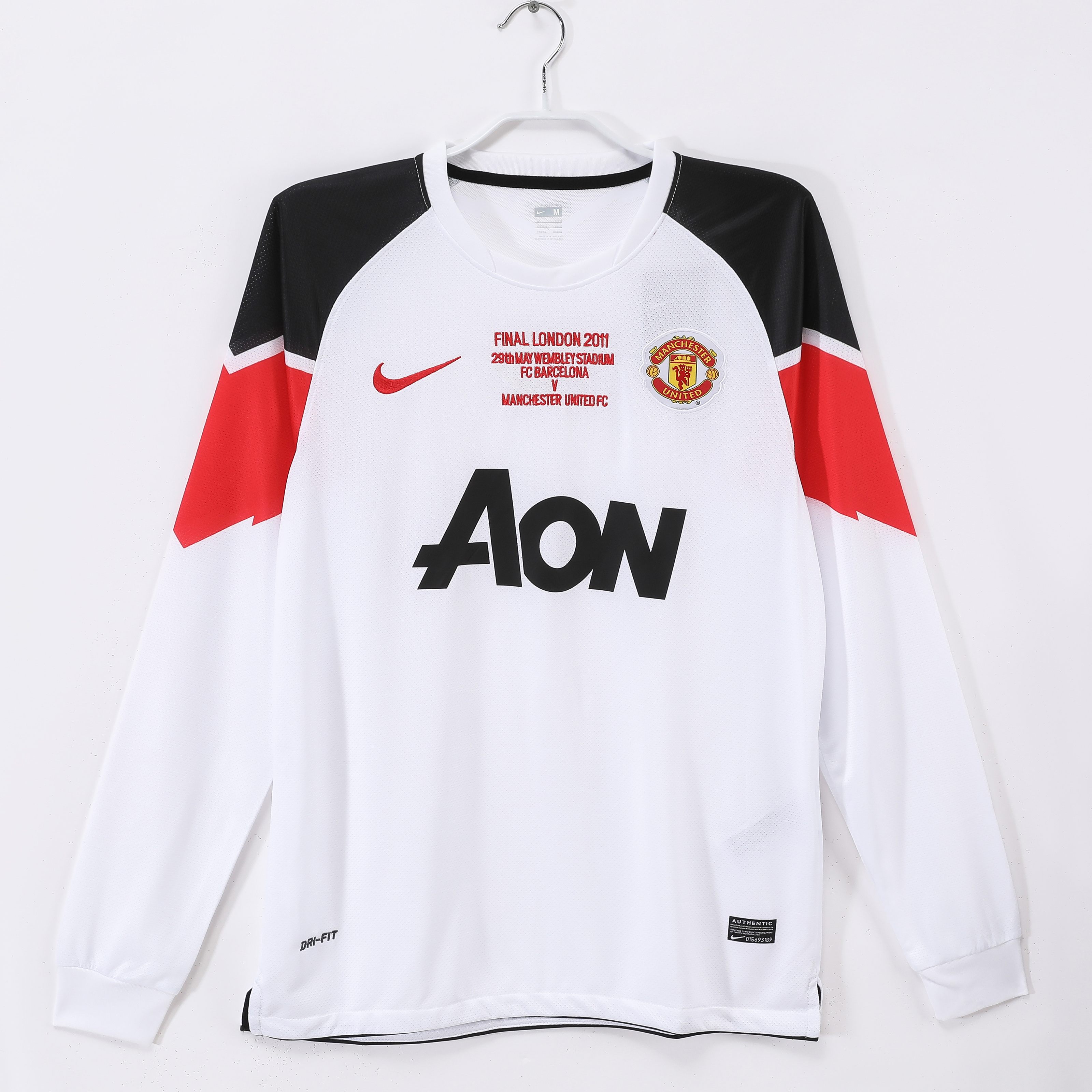 Camiseta de fútbol Manchester United 2010/11 VISITANTE MANGA LARGA VERSION FAN